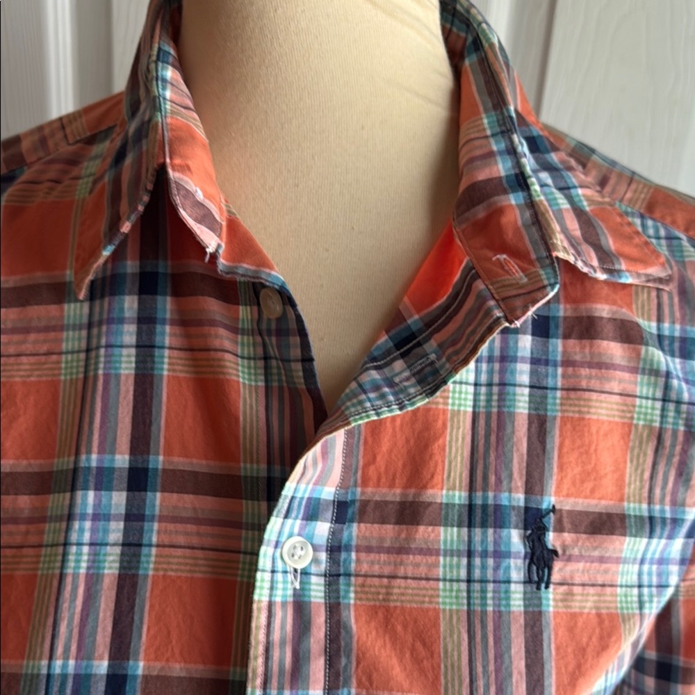 Ralph Lauren Blue Label Orange Plaid Button Down Shirt